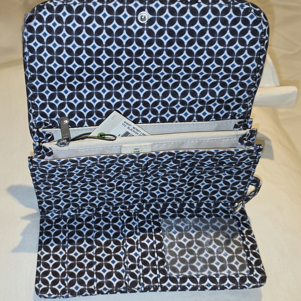 Kipling Black and White Wallet with Blue Accents - Picture 4 of 6